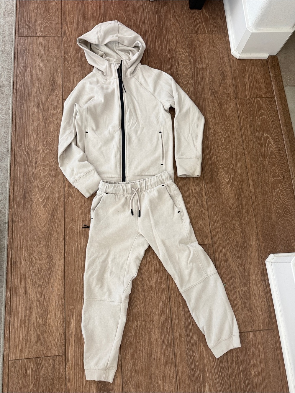 Neutral Cream Hooded Sweatshirt & Jogger Set